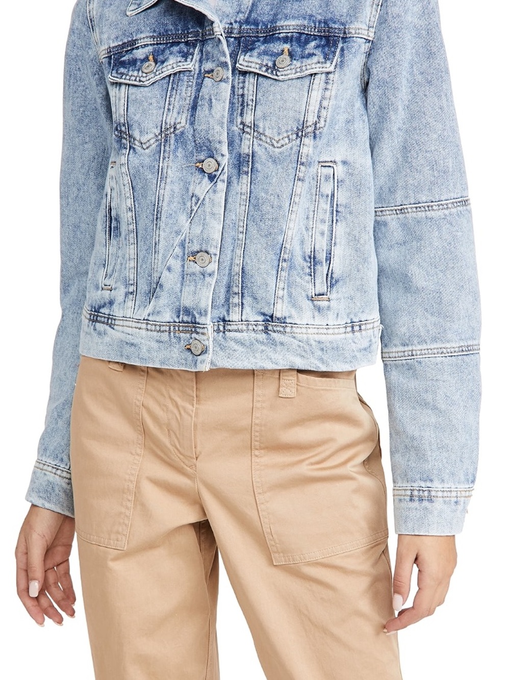 Free People Rumors Acid Wash Light Indigo Denim Jacket Size Large